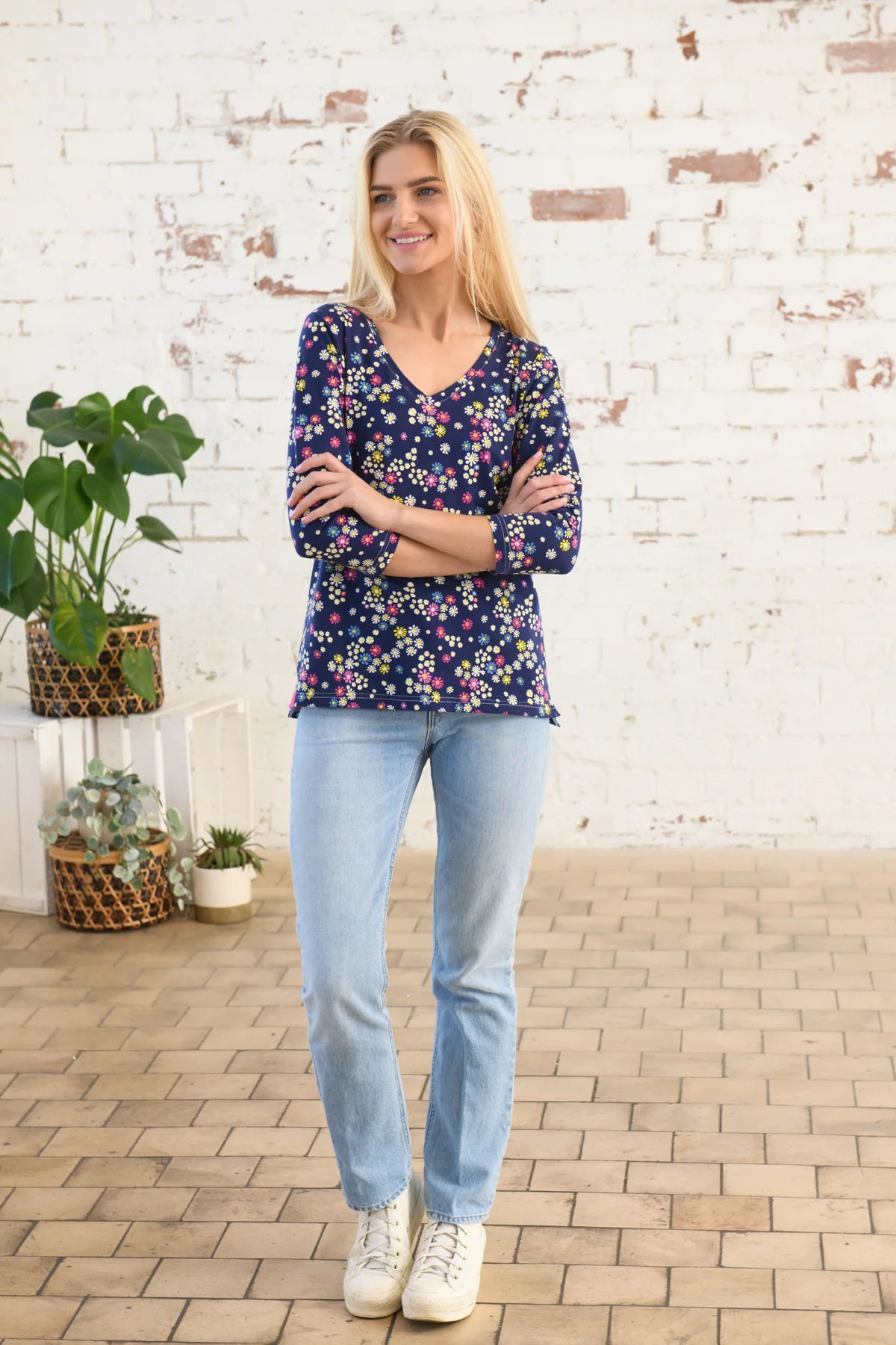 Lighthouse Ariana 3/4 Length Sleeve Top Daisy