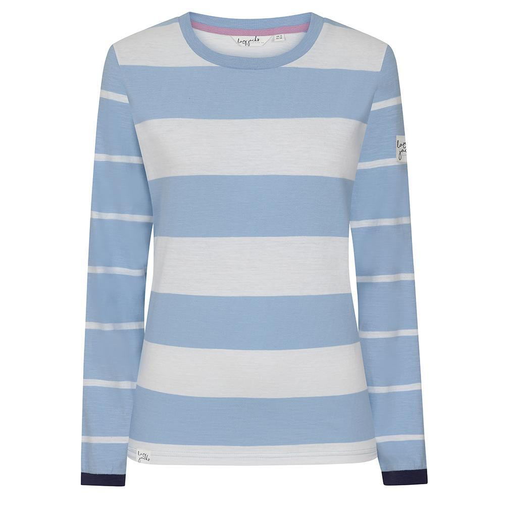 Lazy Jacks Ladies Sky Long Sleeve Stripe Top  - LJ161