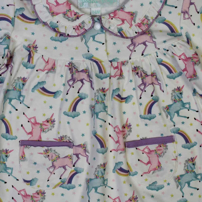 Powell Craft Unicorn Frill Collar Baby Jumpsuit UN17