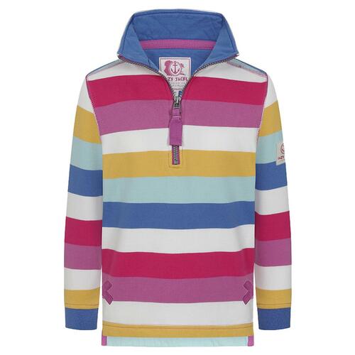 Lazy Jacks Ladies Striped 1/4 Zip Sweatshirt Multi-Colour LJ35