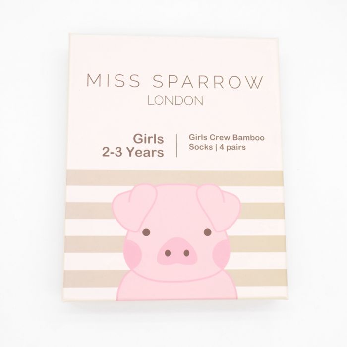 Miss Sparrow Girls 2-3 Years Crew Bamboo Socks Gift Box
