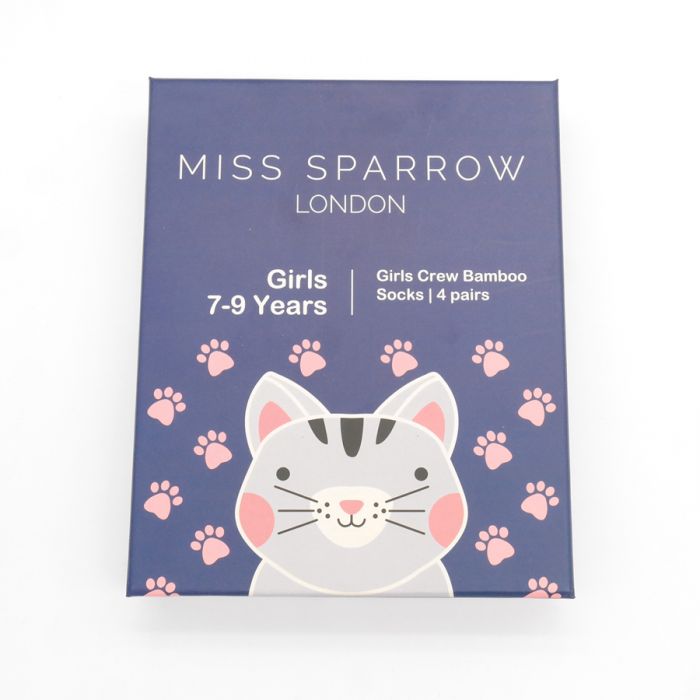 Miss Sparrow Girls 7-9 Years Crew Bamboo Socks Gift Box