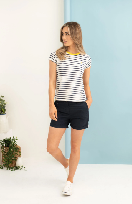 Lighthouse Causeway Short Sleeve T-Shirt - Cloud/Midnight Stripe