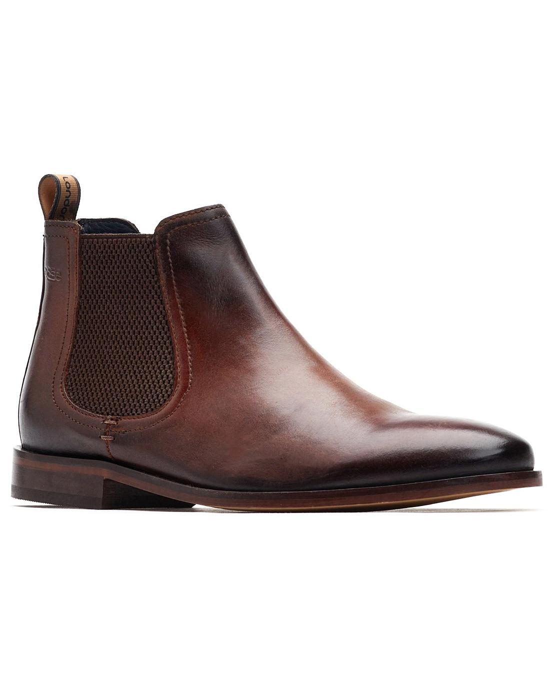 Base London Lynch Washed Brown Leather Chelsea Style Dealer Boot
