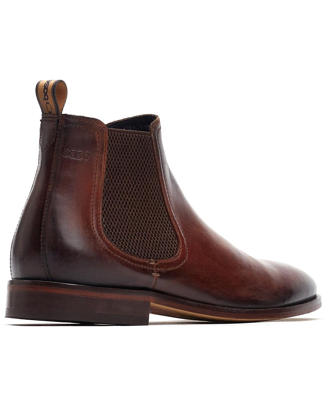 Base London Lynch Washed Brown Leather Chelsea Style Dealer Boot