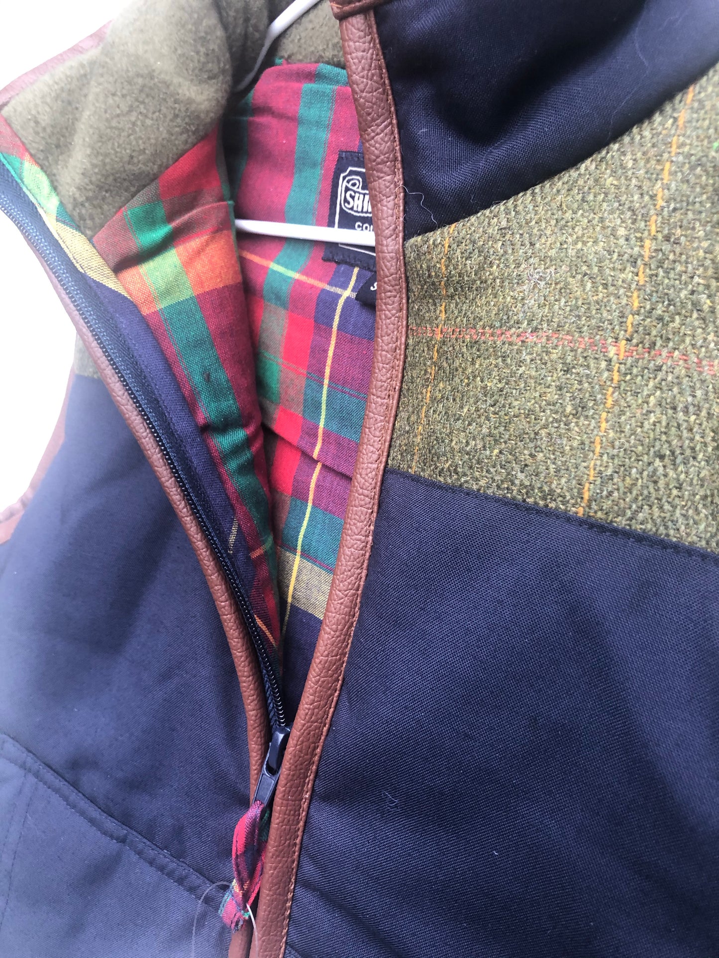 Boys' Tractor Bodywarmer in Navy / Green Tweed