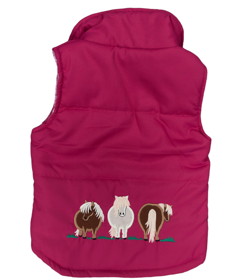 Shire Pink Pony Gilet with Pink Tartan Lining