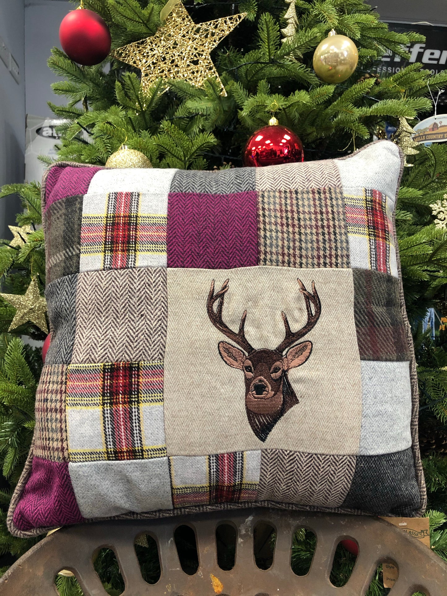 STAG PATCHWORK CUSHION @ www.millscountrystore.com
