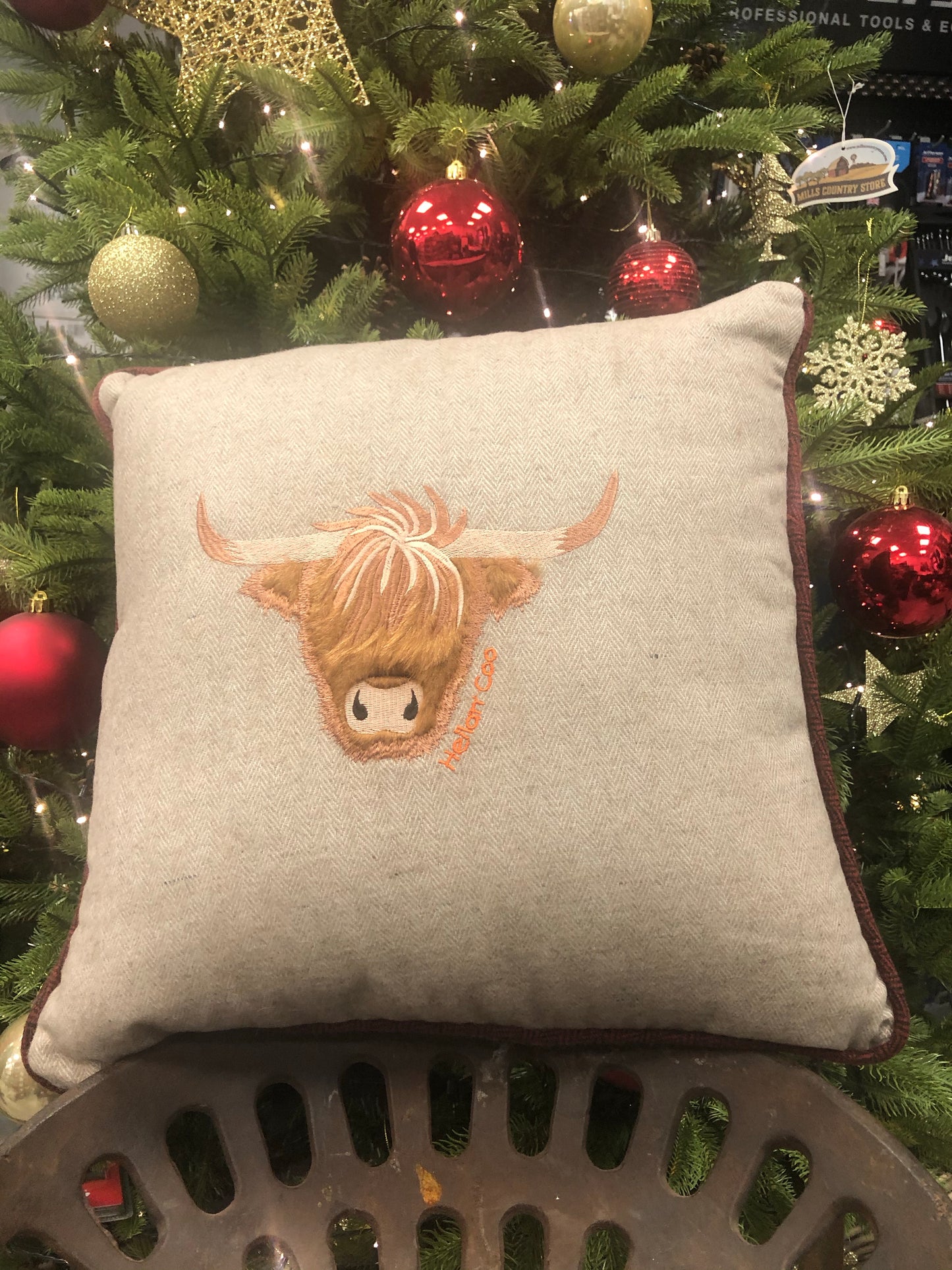 HIGHLAND COW TWEED CUSHION @ www.millscountrystore.com