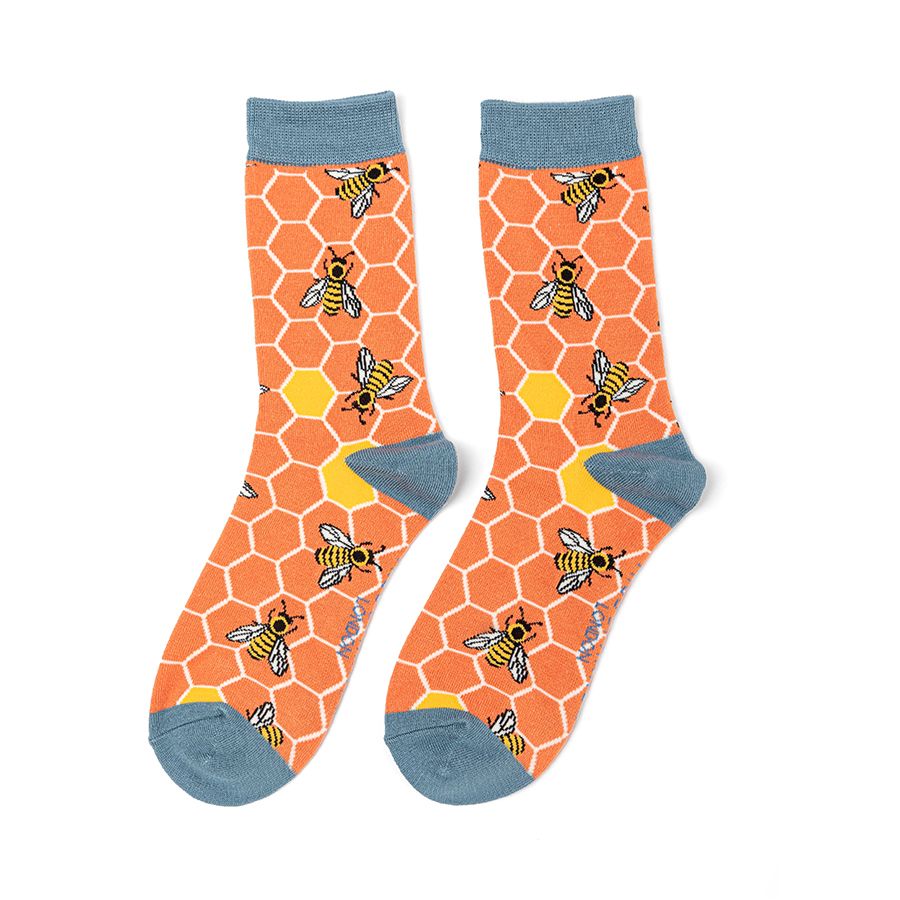 Miss Sparrow Bee Hive Socks Orange