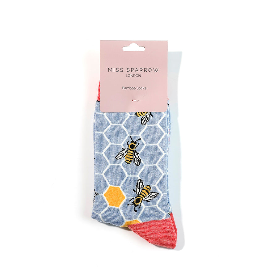 Miss Sparrow Bee Hive Socks Powder Blue