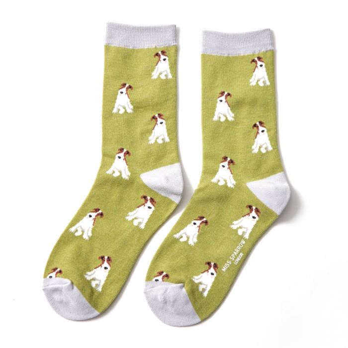 Miss Sparrow Fox Terrier Socks Olive