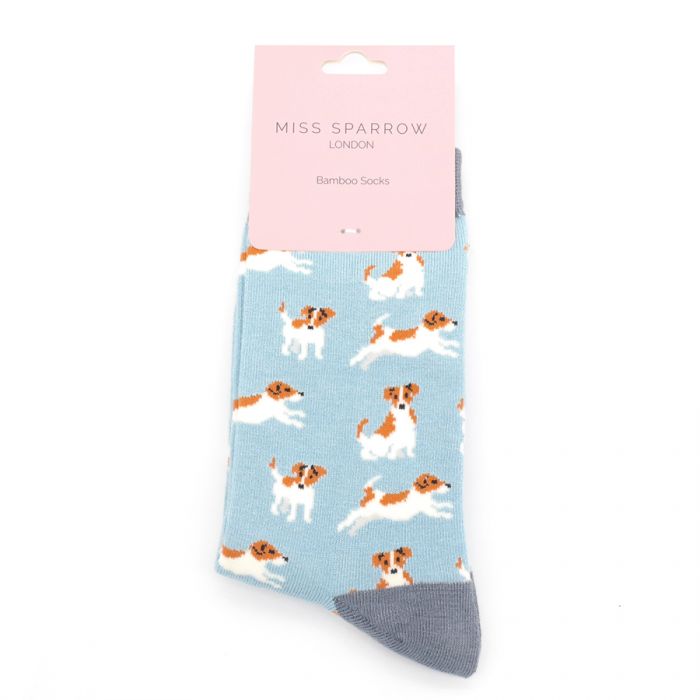 Miss Sparrow Jack Russell Socks Powder Blue