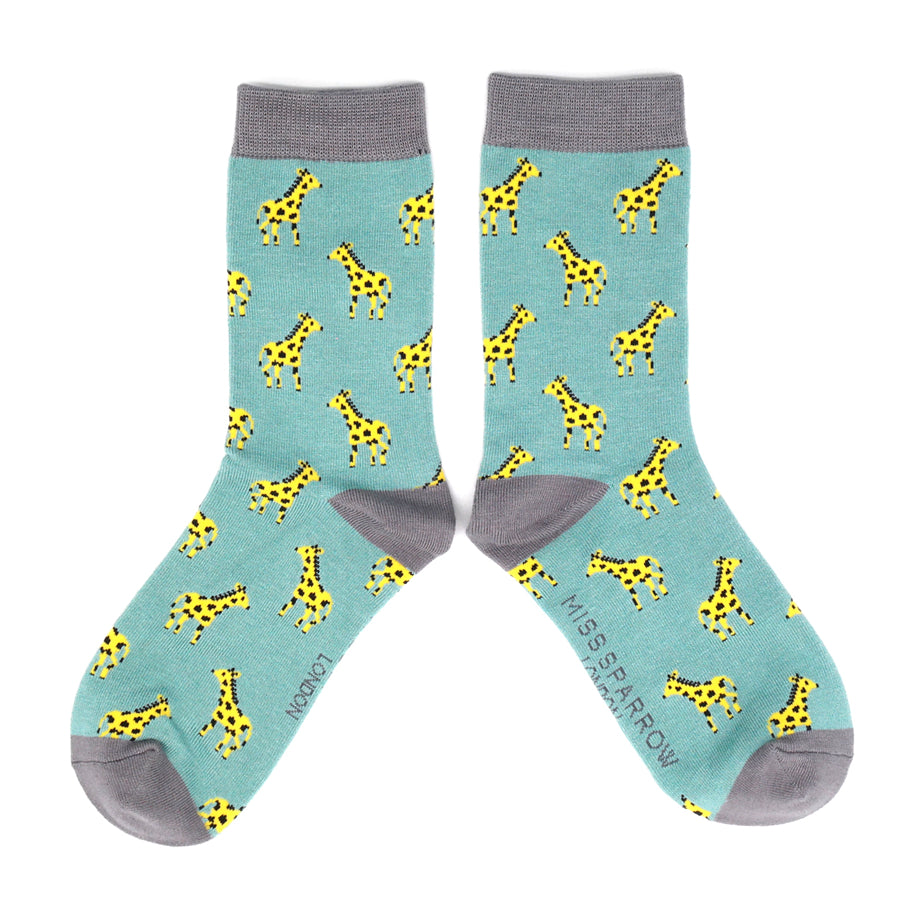 Miss Sparrow Little Giraffes Socks Duck Egg