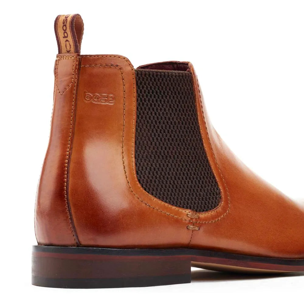 Base London Lynch Washed Tan Leather Chelsea Style Dealer Boot