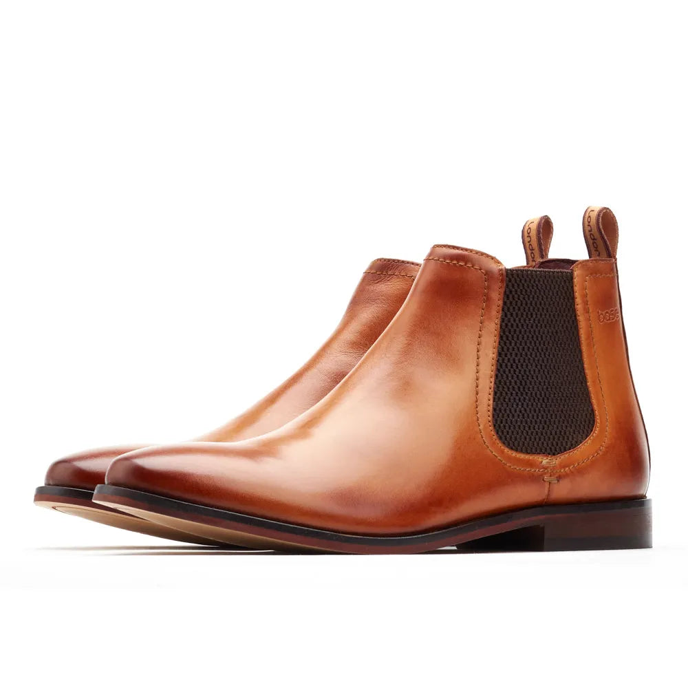 Base London Lynch Washed Tan Leather Chelsea Style Dealer Boot