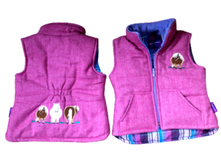 Girls' Pony Bodywarmer Gilet in Pink Tweed