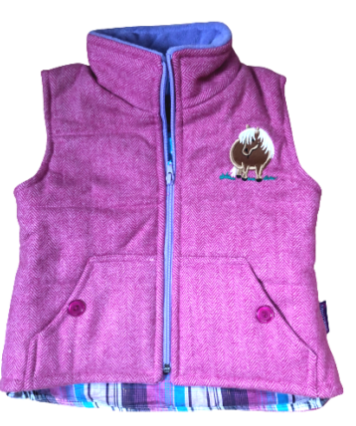 Girls' Pony Bodywarmer Gilet in Pink Tweed