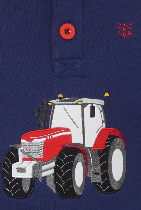 Lighthouse Jack Hoodie / Sweatshirt with Tractor Applique  - Red & Navy