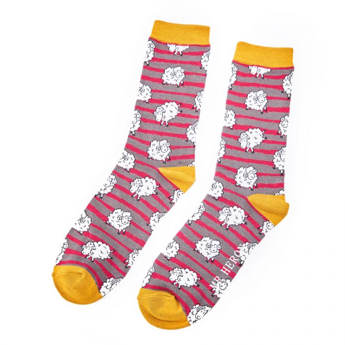 Mr Heron Sheep & Stripes Socks Grey