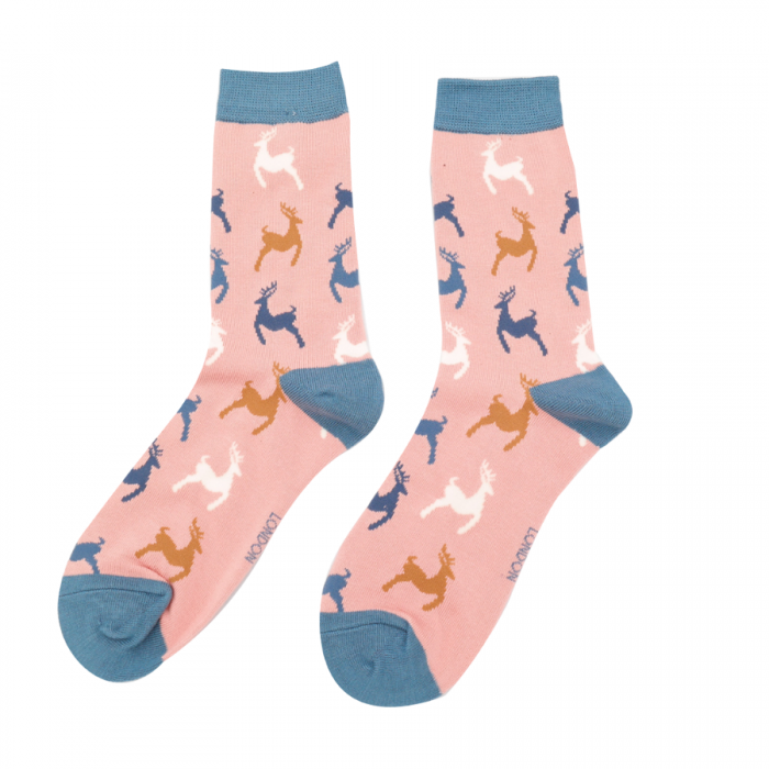 Miss Sparrow Leaping Deer Socks Dusky Pink
