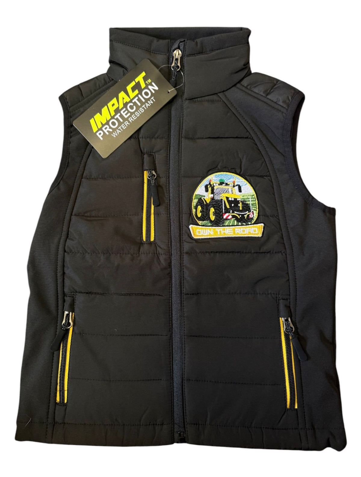 Kids Impact Black Quilted Bodywarmer - Own The Road "Maximum Load , Minimum Time"