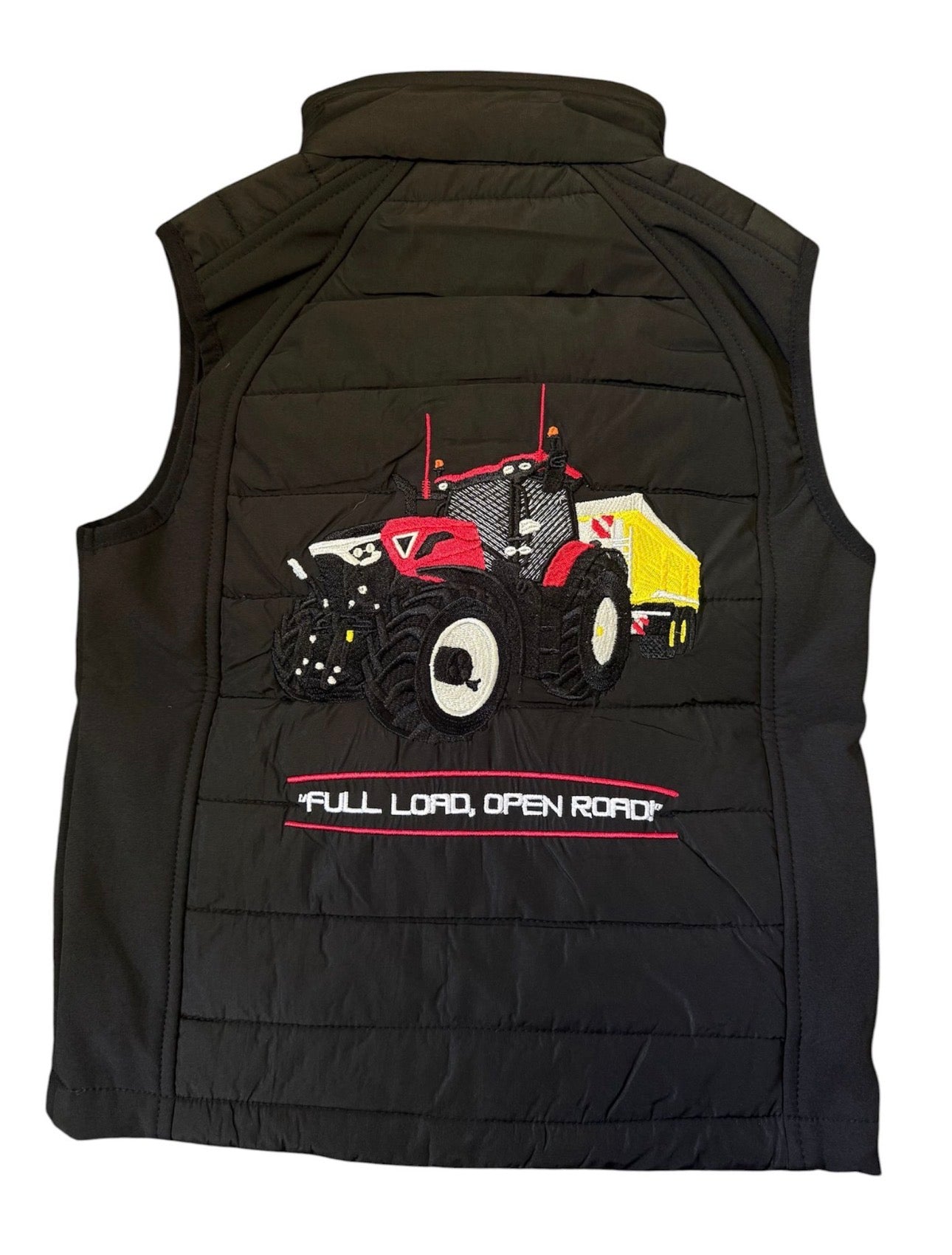 Kids Impact Black Quilted Bodywarmer - Red Power "Full Load , Open Road"