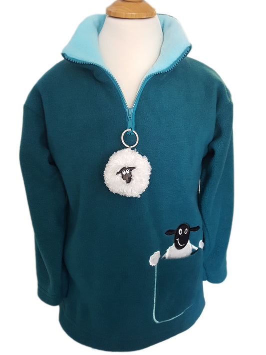 Ramblers Sheep Trio in Teal With Pom Pom Keyring