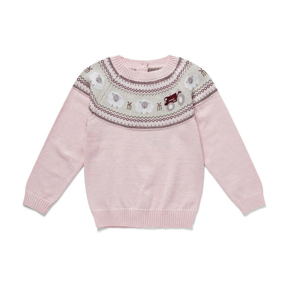 Eleanor Charles - Pink Marl Organic Cotton Sheep Jumper