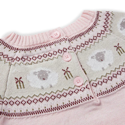 Eleanor Charles - Pink Marl Organic Cotton Sheep Jumper