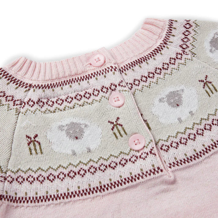 Eleanor Charles - Pink Marl Organic Cotton Sheep Jumper