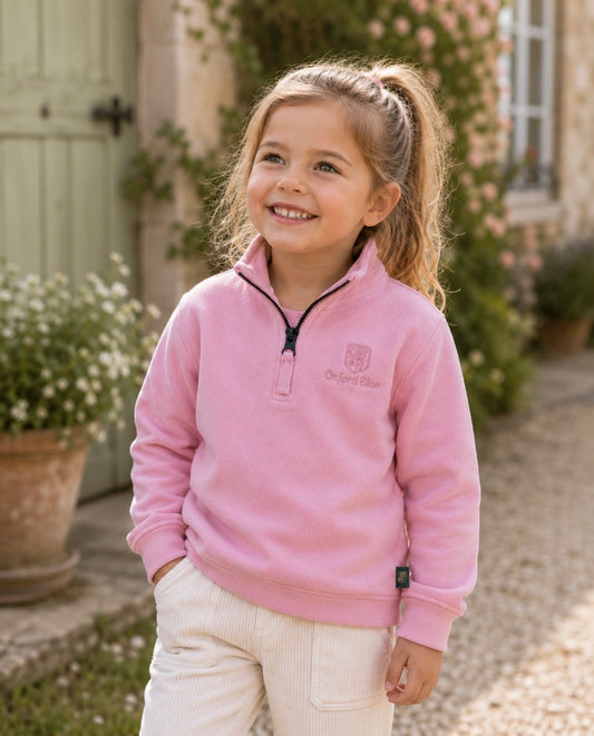 Oxford Blue Kids 1/4 Zip Pink Fleece