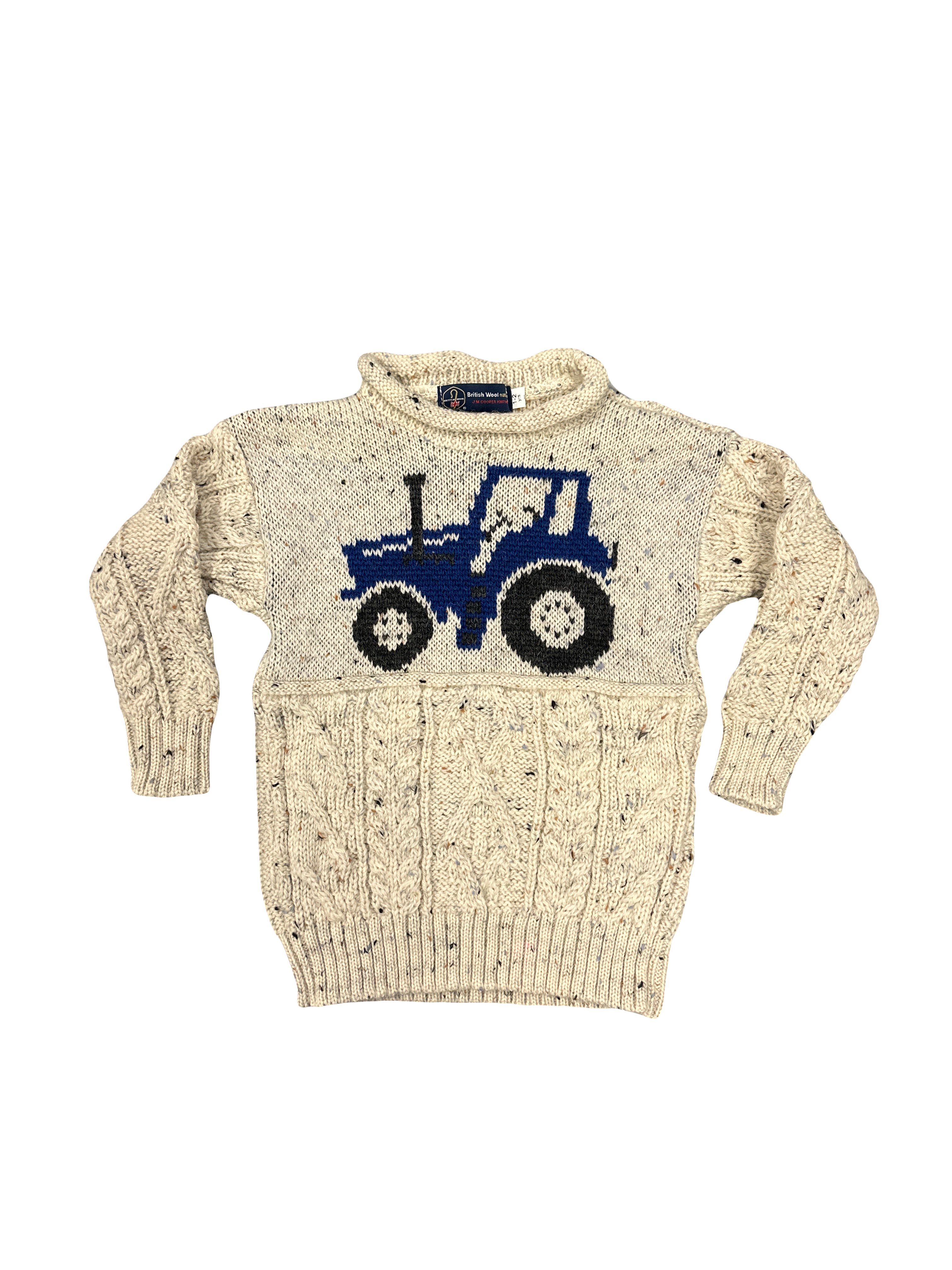Kids Blue Tractor Wool Jumper in Aran Nepp