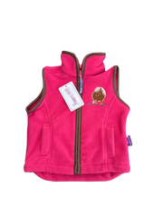 Girls' Pony Fleece Gilet in Pink with Brown Trim