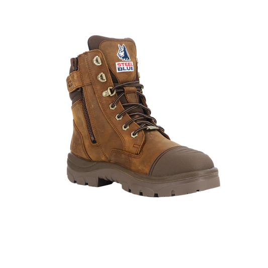 Steel Blue Southern Cross Zip Waterproof Scuff S7  Distressed Brown Safety Boots  -  392651