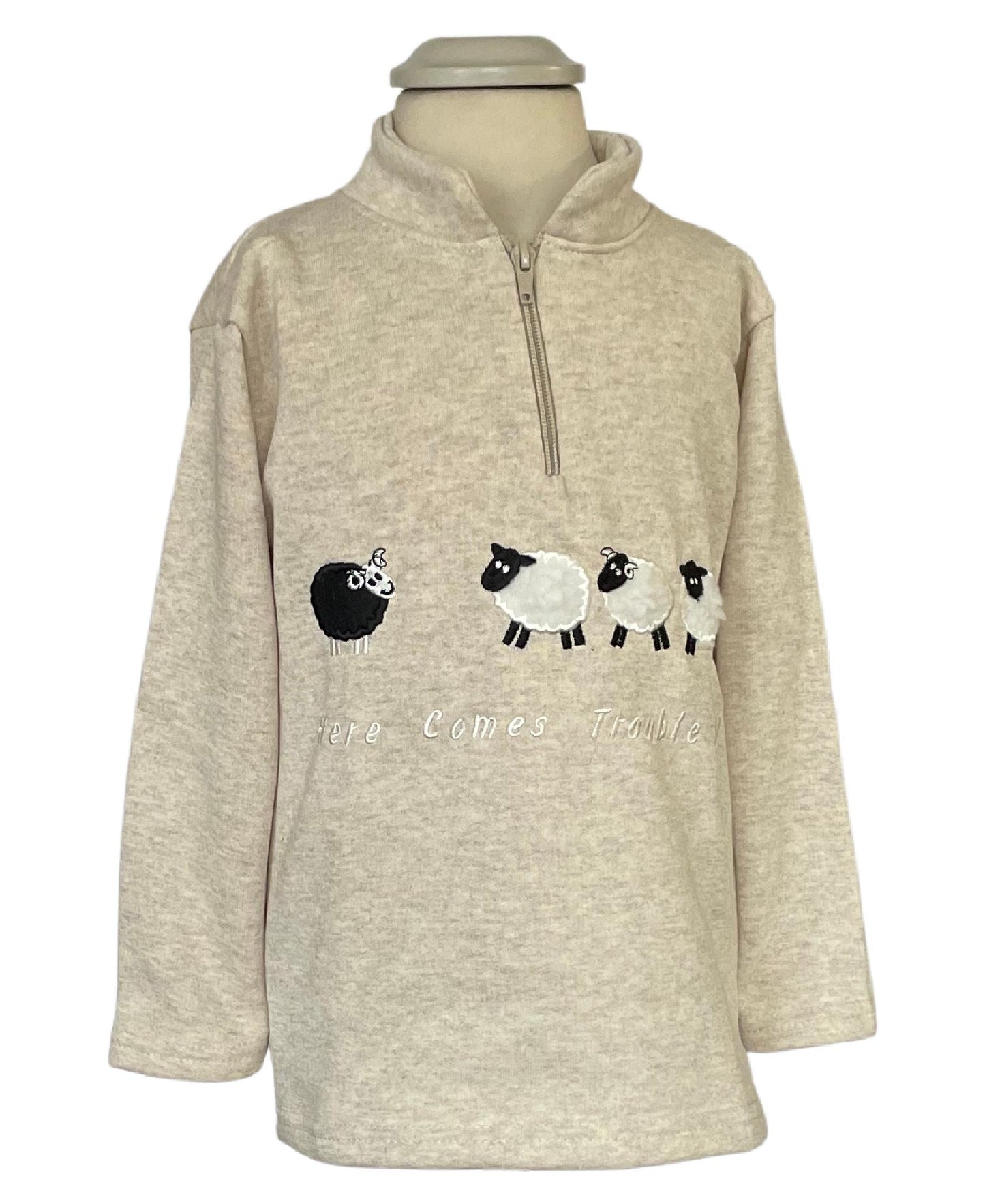 Ramblers Sheep - Here Comes Trouble Sweatshirt – Oatmeal Colour