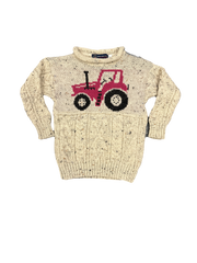 Kids Pink Tractor Wool Jumper in Aran Nepp