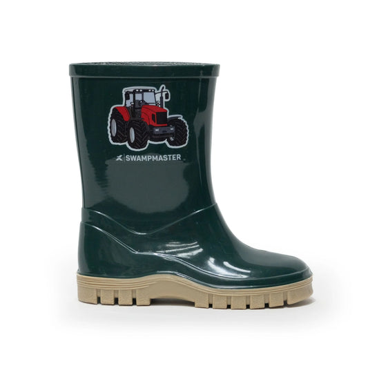 Swampmaster Junior Tractor Wellington Boot in Green / Beige