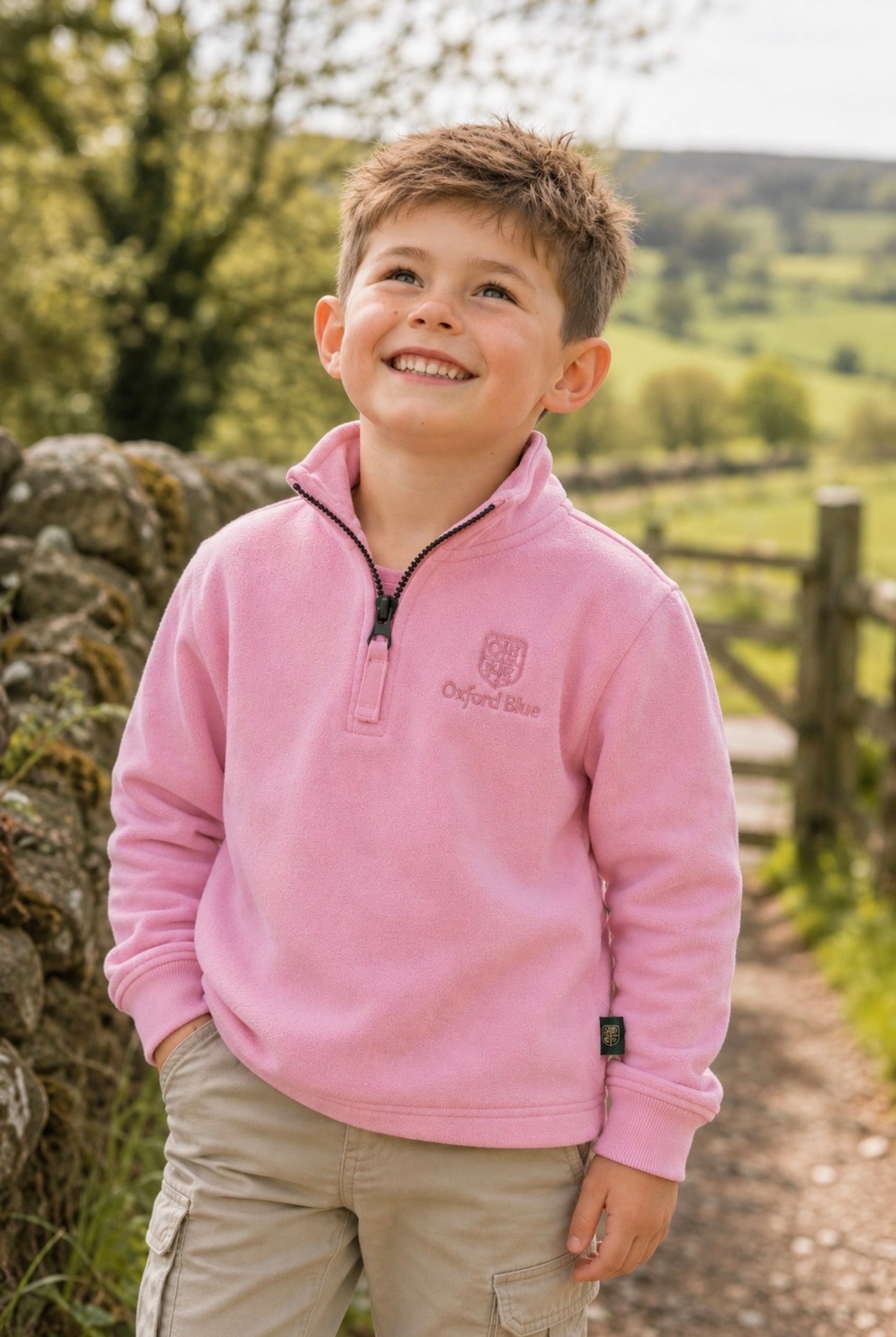Oxford Blue Kids 1/4 Zip Pink Fleece