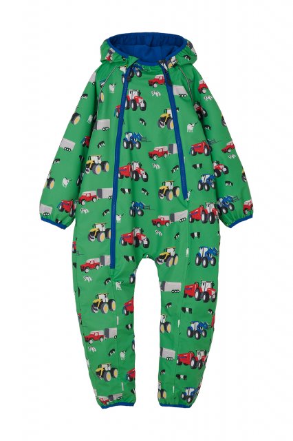 Lighthouse Jude Puddle Suit - Pea Green Tractor Print