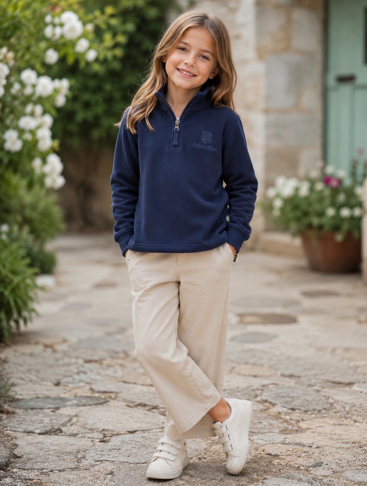 Oxford Blue Kids 1/4 Zip Navy Fleece