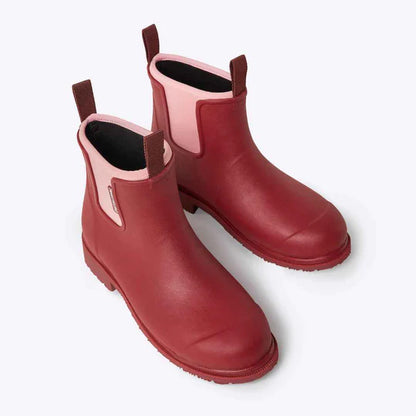 Merry People Bobbi Beetroot & Light Pink Ankle Wellington Boot