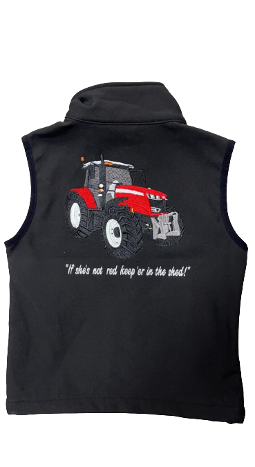Kids Impact Black Softshell Bodywarmer – Red Tractor