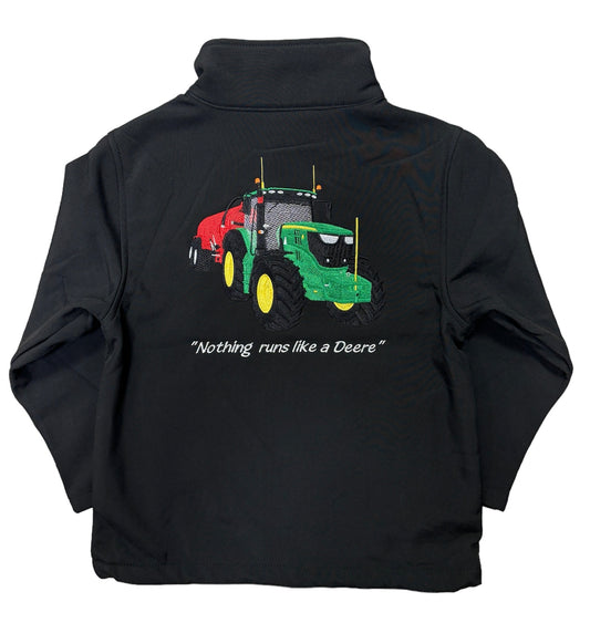 Kids Impact Black Softshell Jacket  – Green Tractor & Red Slurry Tanker