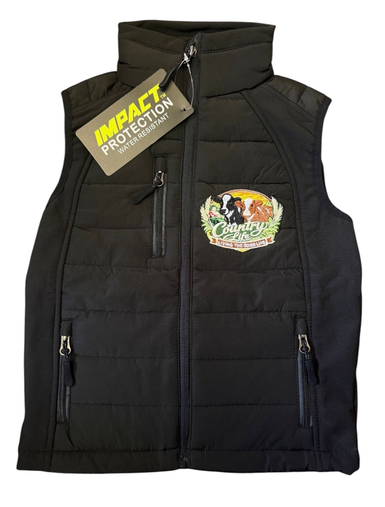 Kids Impact Black Quilted Bodywarmer - Country Life  "Big Loads & Small Roads"