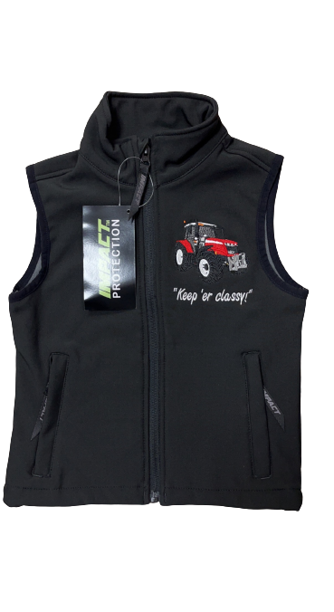 Kids Impact Black Softshell Bodywarmer – Red Tractor
