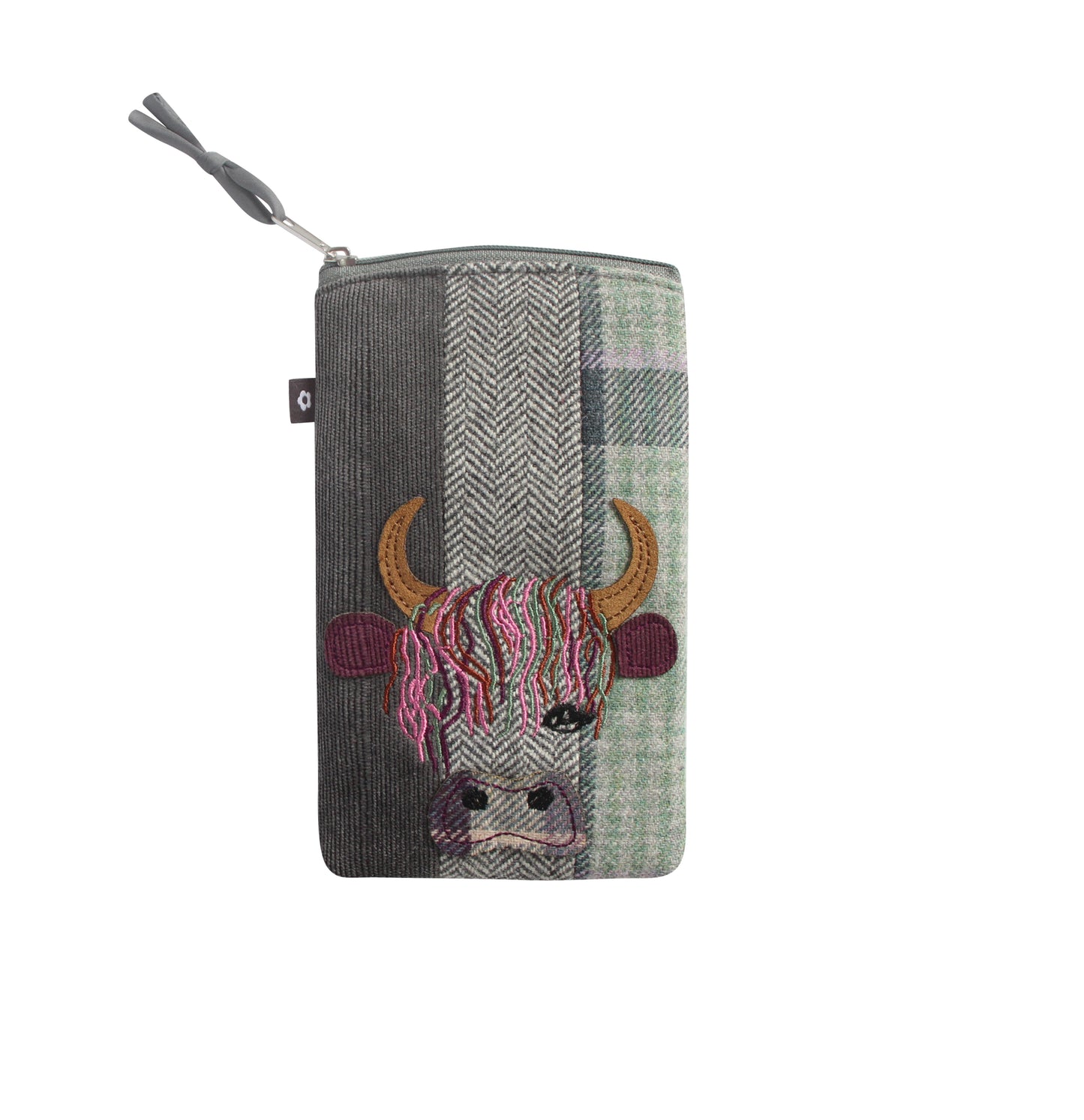 Earth Squared - Tweed Applique Highland Cow Eye Glasses Case