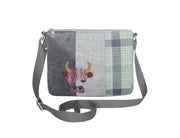 Earth Squared Tweed Applique Highland Cow Crossbody Messenger Bag