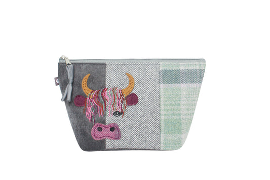 Earth Squared Tweed Highland Cow Simple Make Up Bag