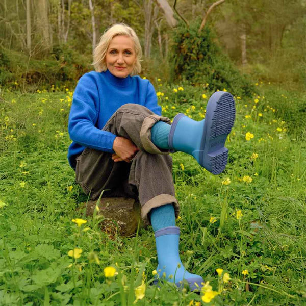 Merry People Andie Wave Blue Ankle Wellington Boot